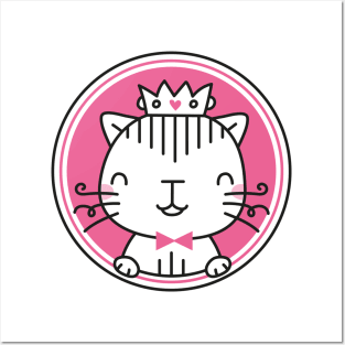 Pink cat princess with crown Posters and Art
